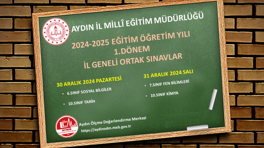 2024-2025 EĞİTİM ÖĞRETİM YILI 1.DÖNEM İL GENELİ ORTAK SINAV TARİHLERİ GÜNCELLENDİ