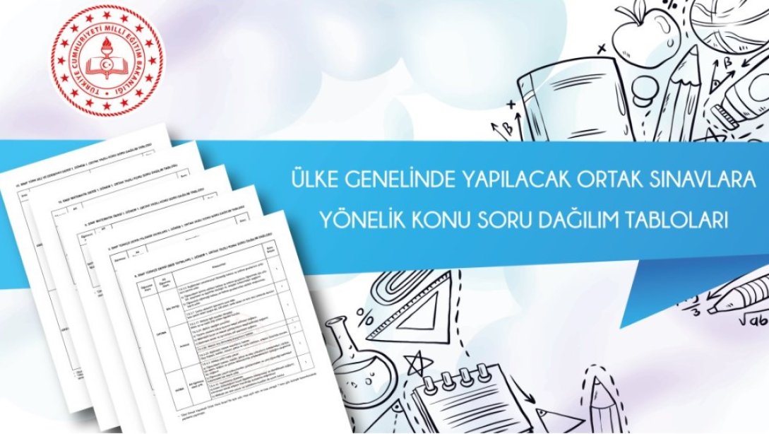 ÜLKE GENELİNDE 6 VE 10. SINIFLAR İÇİN YAPILACAK ORTAK SINAVLARA YÖNELİK KONU SORU DAĞILIM TABLOLARI YAYIMLANDI